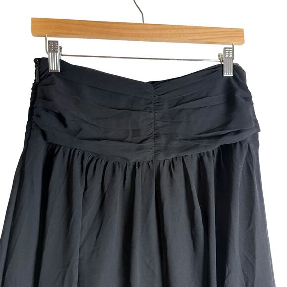 Karl Lagerfeld Paris Black Sharkbite Hem Chiffon High Waist Midi Skirt Size 4 - Picture 5 of 9
